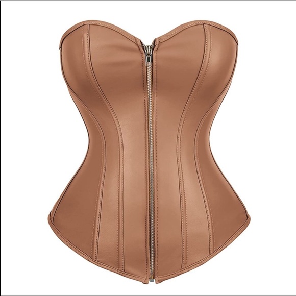 Vegan Leather Corset Lace-up zipper
